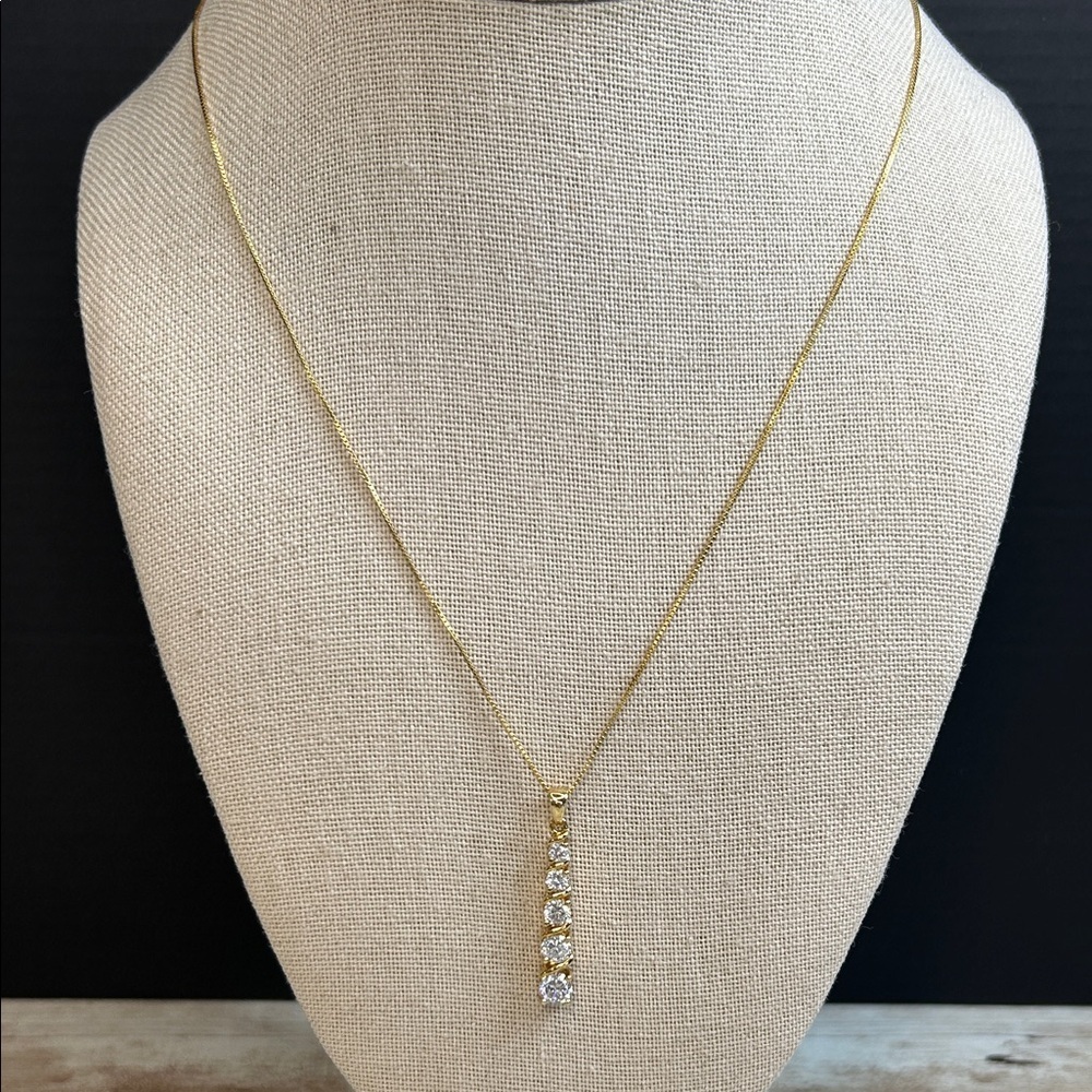 925 Gold Necklace with CZ Accents